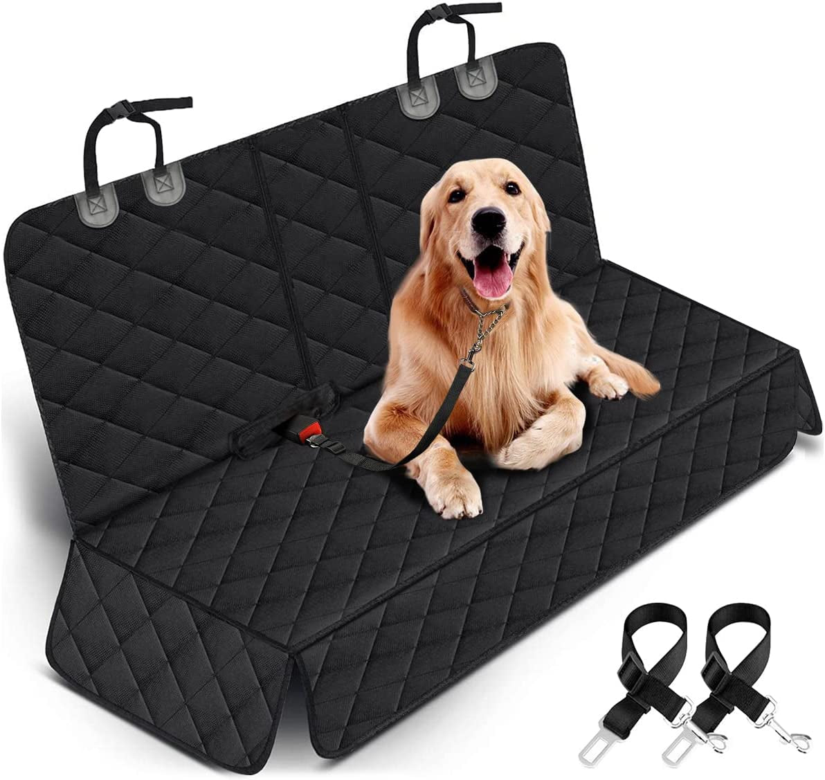 Premium Waterproof Dog Car Seat Cover - Non-Slip Back Seat Protector for Pets, Fits Most Cars, Trucks, and SUVs - Black