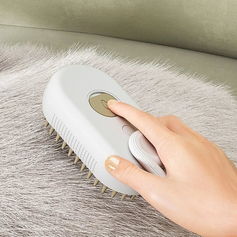 3-in-1 Pet Massage Brush with Steam Spray and Rotatable Design for Effective Hair Removal and Bathing