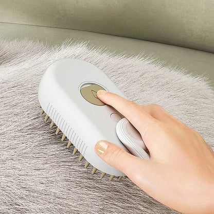 3-in-1 Pet Massage Brush with Steam Spray and Rotatable Design for Effective Hair Removal and Bathing