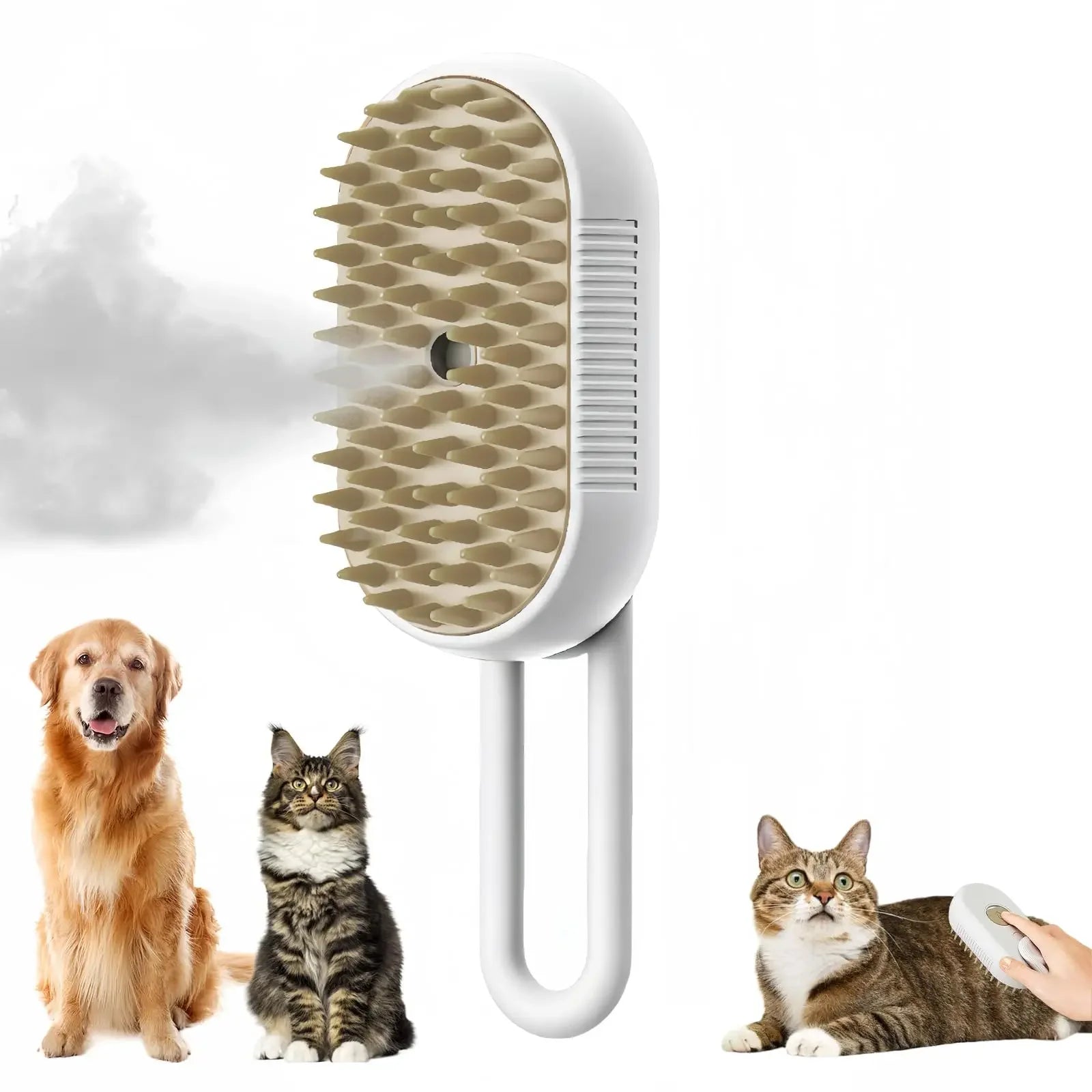 3-in-1 Pet Massage Brush with Steam Spray and Rotatable Design for Effective Hair Removal and Bathing